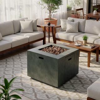 Sunvega Square Iron Fire Pit with Rust Resistant Coating and Matte Finish