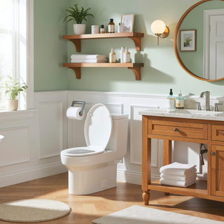 Sunvega Modern One Piece Toilet with Soft Closing Seat and Powerful Flushing