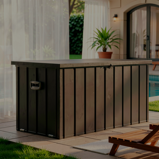 Sunvega 120 Gallon All-Weather Waterproof Lockable Outdoor Metal Storage Box with Wheels