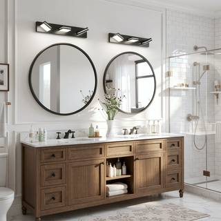 Sunvega Modern Chrome LED Vanity Light with 6 Geometric Lamp Heads for Bathroom Mirror