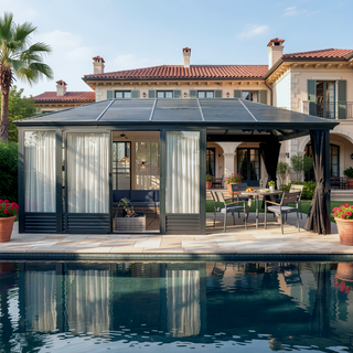 Sunvega All Season Solarium Gazebo with Galvanized Steel Roof and Detachable PE Screen