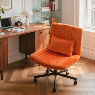 Sunvega Adjustable Ergonomic Armless Office Chair with Plush Linen Upholstery