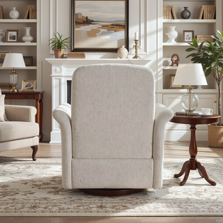 Sunvega Modern Swivel Accent Barrel Armchair with Sturdy Wood Base for Bedroom