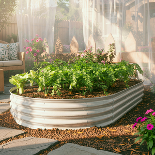 Sunvega 6x3x1ft Galvanized Metal Raised Garden Bed Kit for Outdoor Vegetables Flowers Herbs