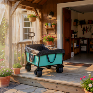 Sunvega Collapsible Foldable Wagon Cart with Strapping System and 3-Pcs Plastic Liner