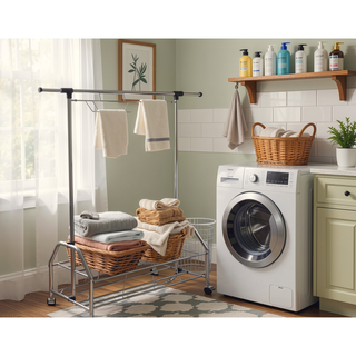 Sunvega Chrome Metal Clothes Rack with Extendable Bar and Rolling Casters