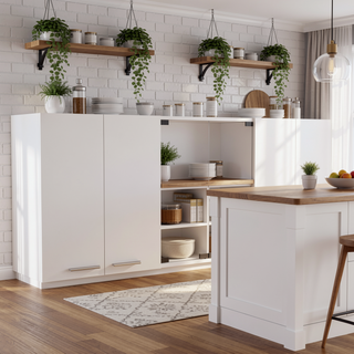 Sunvega Superior Peoria Wall Cabinet with Four Interior Shelves and White Finish