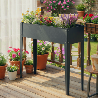Sunvega Elevated Metal Raised Garden Bed Planter Box with Legs and Drain Holes