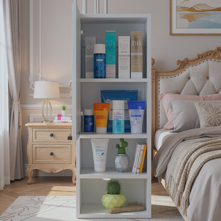 Sunvega White 32 Inch High Medicine Cabinet with Two Internal and External Shelves