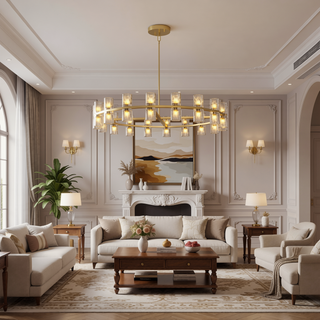 Sunvega Luxury Double Crystal Ring LED Chandelier Lighting for Modern Dining Room