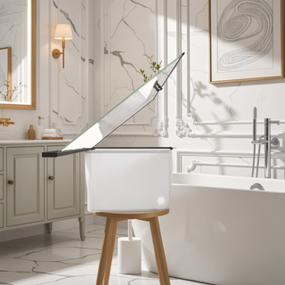 Sunvega 24x72 Inch Brushed Nickel Pivot Shower Door with Half Frame
