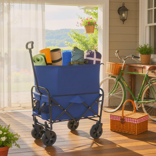 Sunvega Foldable Collapsible Wagon Cart with Extention Dual-Layer Design All-Terrain Wheels