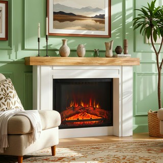 Sunvega Freestanding Fireplace Mantel with Baroque Design and Storage Columns