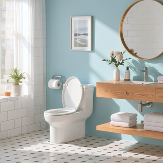 Sunvega Modern One Piece Toilet with Soft Closing Seat and Powerful Flushing
