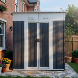 Sunvega Pent Roof Outdoor Storage Shed with Aluminum Alloy Frame and Sliding Door