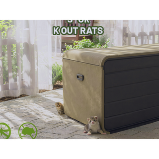 Sunvega 120 Gallon All-Weather Waterproof Lockable Outdoor Metal Storage Box with Wheels