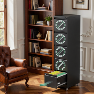 Sunvega 5 Drawer Metal Vertical File Cabinet with Lock on Wheels for Home Office