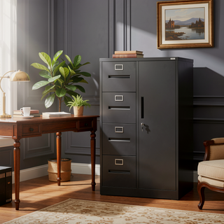 Sunvega 5 Drawer Metal Vertical File Cabinet with Lock on Wheels for Home Office