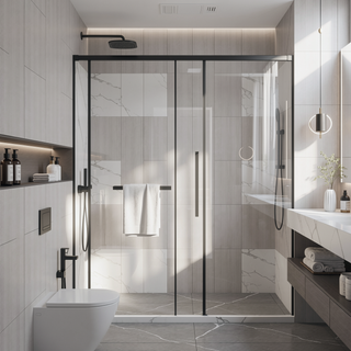 Sunvega 60x72 Inch Semi-Frameless Sliding Shower Door with Tempered Glass