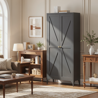 Sunvega Premium Powder Coated Steel Storage Cabinet With Four Adjustable Shelves