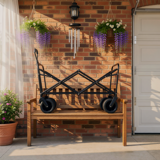 Sunvega Collapsible Foldable Wagon Cart with Strapping System and 3-Pcs Plastic Liner