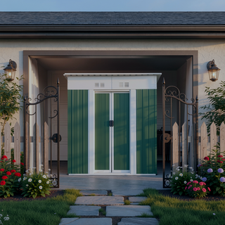 Sunvega Pent Roof Outdoor Storage Shed with Aluminum Alloy Frame and Sliding Door