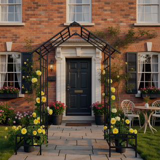 Sunvega Black Metal Garden Arch Gate for Climbing Plants Support Outdoor Decor