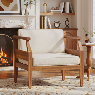 Sunvega Acacia Wood Club Chair with Water-Resistant Cushions for Patio