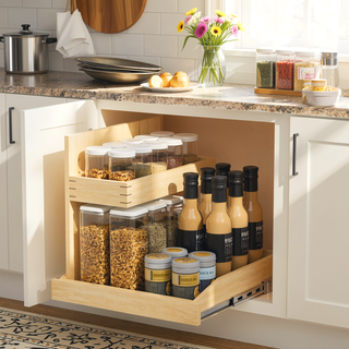 Sunvega 2 Tier Pull Out Cabinet Organizer with Soft Close and U Bracket