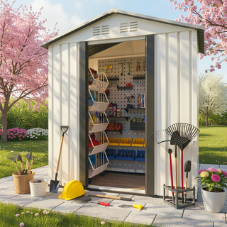 Sunvega Pent Roof Outdoor Storage Shed with Aluminum Alloy Frame and Sliding Door