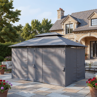 Sunvega 13x10 Outdoor Gazebo with Double Roof Mosquito Net for Patio Garden