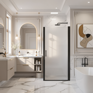 Sunvega 24x72 Inch Brushed Nickel Pivot Shower Door with Half Frame