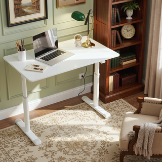 Sunvega Height Adjustable Hand Crank Sit Stand Home Office Desk for Study Room