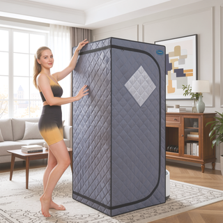 Sunvega Full Size Portable Grey Steam Sauna Tent with Remote Control and Foldable Chair