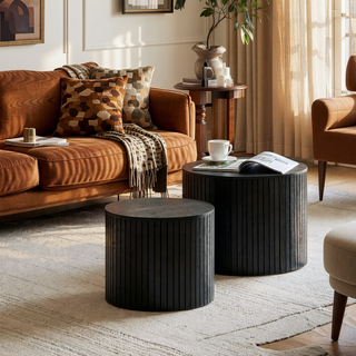 Sunvega Round Waterproof Nesting Coffee Table Set for Living Room Sofa Corner