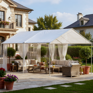 Sunvega Heavy Duty Galvanized Steel Carport Canopy with Reinforced Cables and Anchor Kit