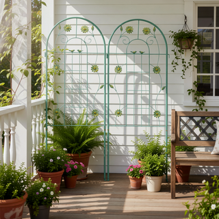 Sunvega Rustproof Metal Garden Trellis for Climbing Plants Outdoor Flower Support 4 Pack