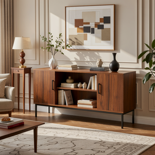 Sunvega 70.8" Modern TV Stand with Sliding Doors, Storage Drawer, and Adjustable Shelves