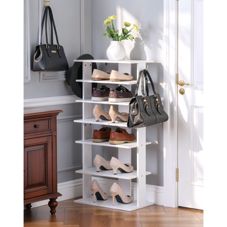 Sunvega 7-Tier Vertical Shoe Storage Organizer with Hooks for Entryway