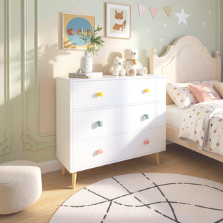 Sunvega 3 Drawer Dresser with Anti-Dumping Design for Kids Bedroom and Nursery