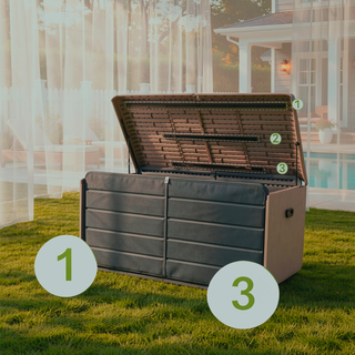 Sunvega 120 Gallon All-Weather Waterproof Lockable Outdoor Metal Storage Box with Wheels