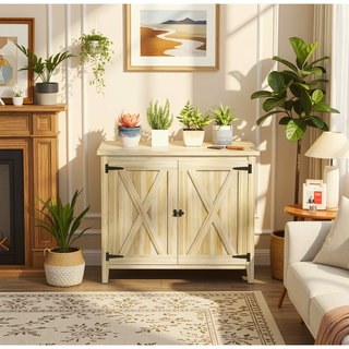 Sunvega Wooden Garden Storage Shed with Shelf, Double Doors, and Protective Coating