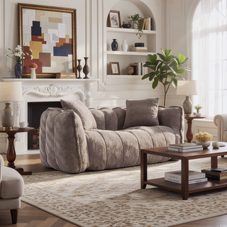 Sunvega Super Soft Chenille Bean Bag Chair with Armrests for Living Room