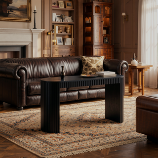 Sunvega Curved Entryway Console Table With Drawer and Unique Vertical Stripe Design