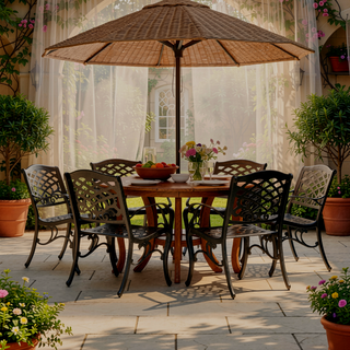Sunvega Traditional Cast Aluminum Dining Chairs with Floral Accents and Scroll Design Set of 2