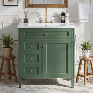 Sunvega Modern Minimalist 30'' Bathroom Vanity with Top Sink and Ample Storage