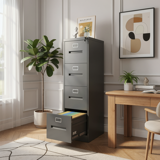 Sunvega 5 Drawer Metal Vertical File Cabinet with Lock on Wheels for Home Office
