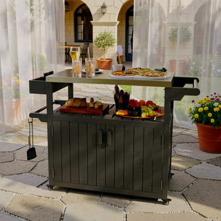 Sunvega Stainless Steel Outdoor Bar Cart with Wheels and Storage for Food Prep