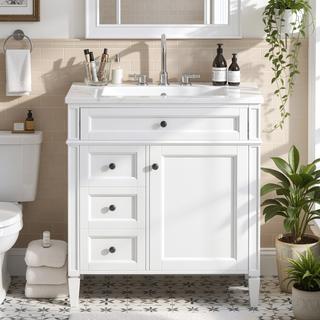 Sunvega Modern Minimalist 30'' Bathroom Vanity with Top Sink and Ample Storage
