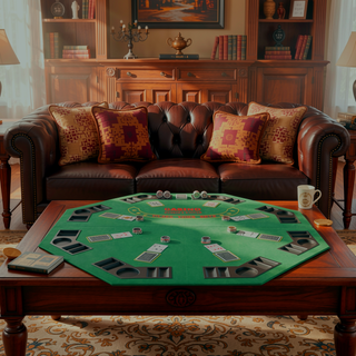 Sunvega 48 Inch Folding Octagon Poker Tabletop with Felt Surface for 8 Players